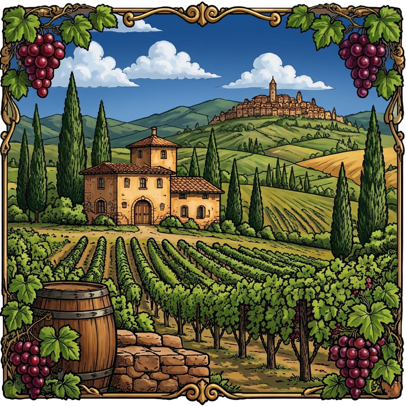 Full-colour reference for Tuscan Vineyard