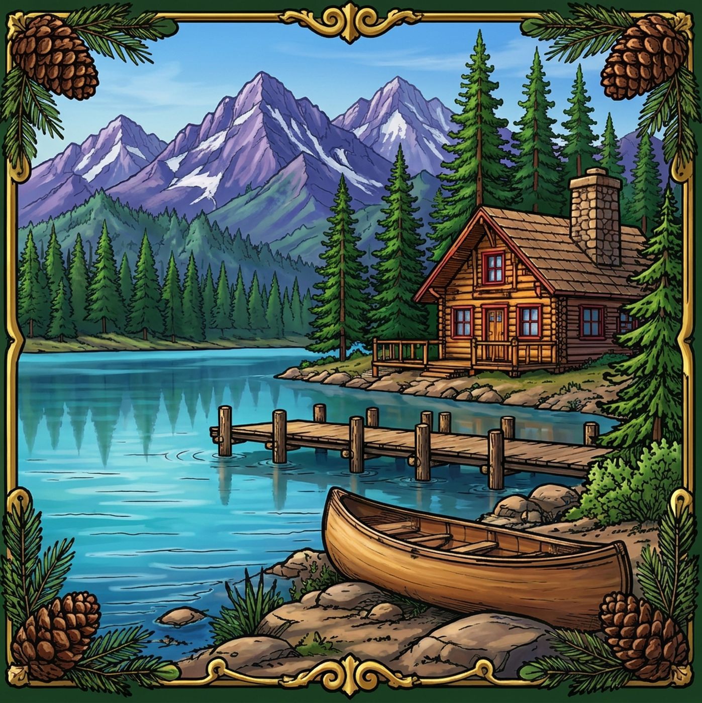 Full-colour reference for Lakeside Cabin