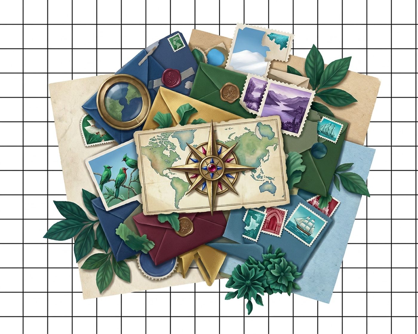 Full-colour reference for Airmail Collage