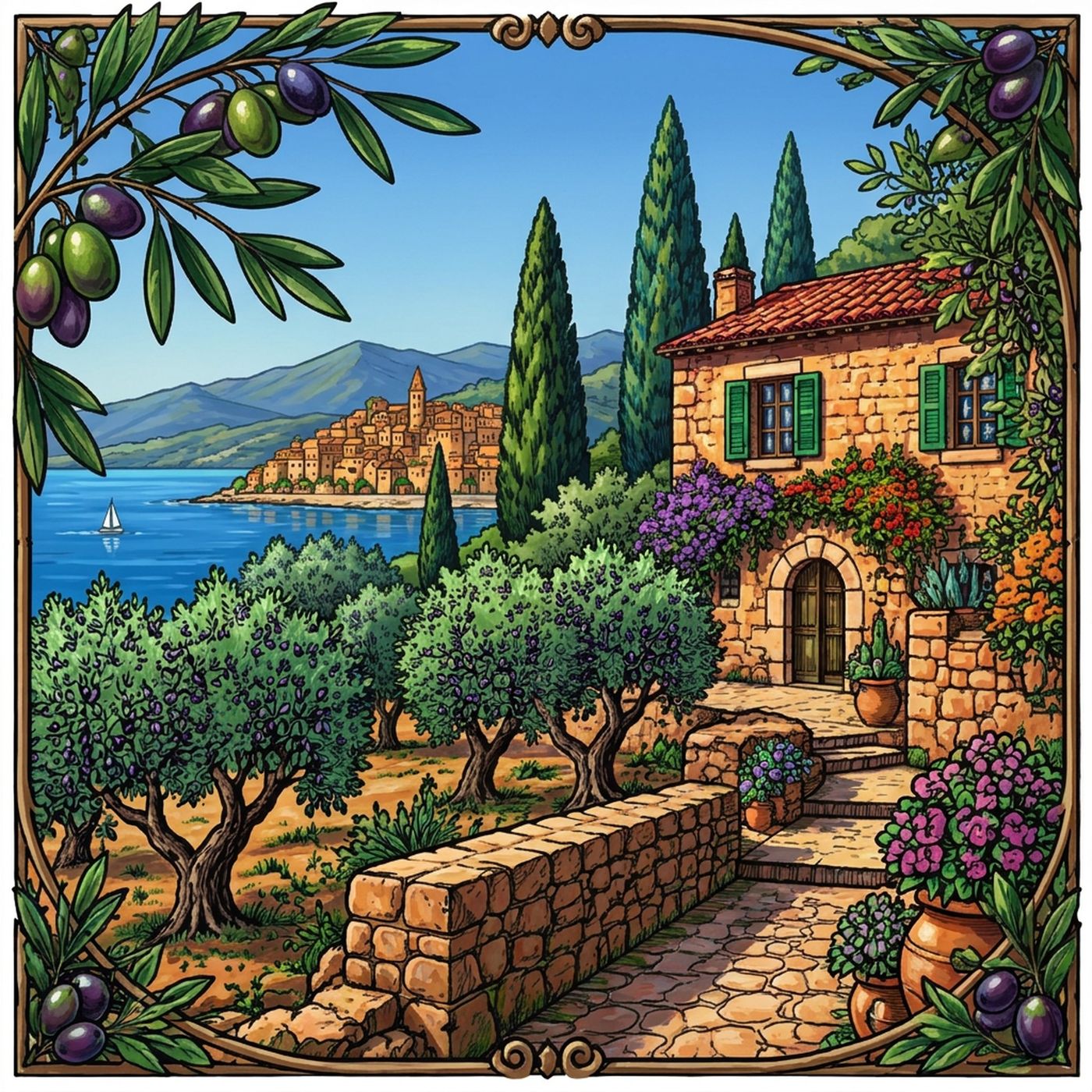 Full-colour reference for Olive Grove Cottage