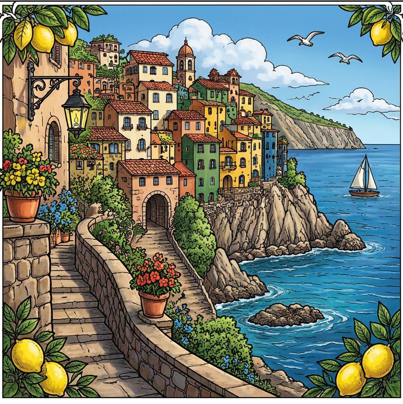 Full-colour reference for Coastal Cliff Village