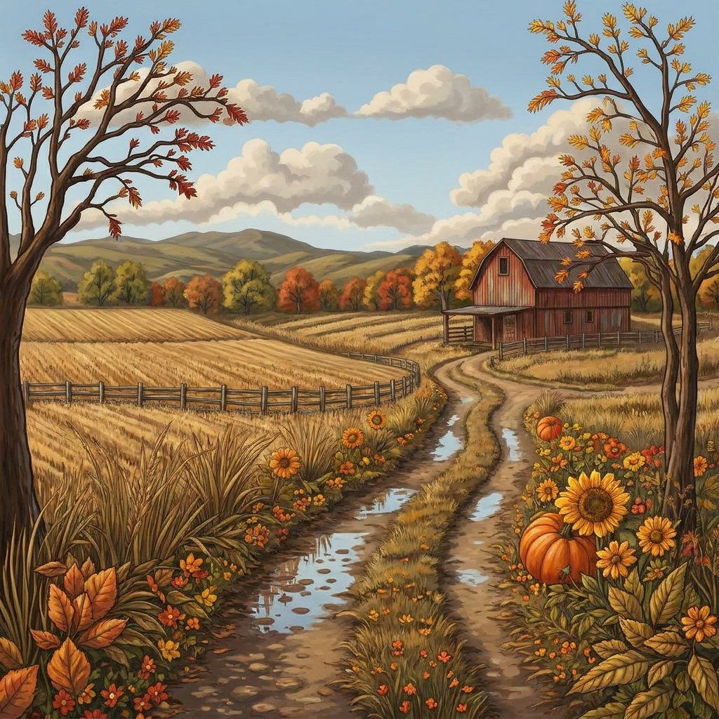 Full-colour reference for Autumn Country Road