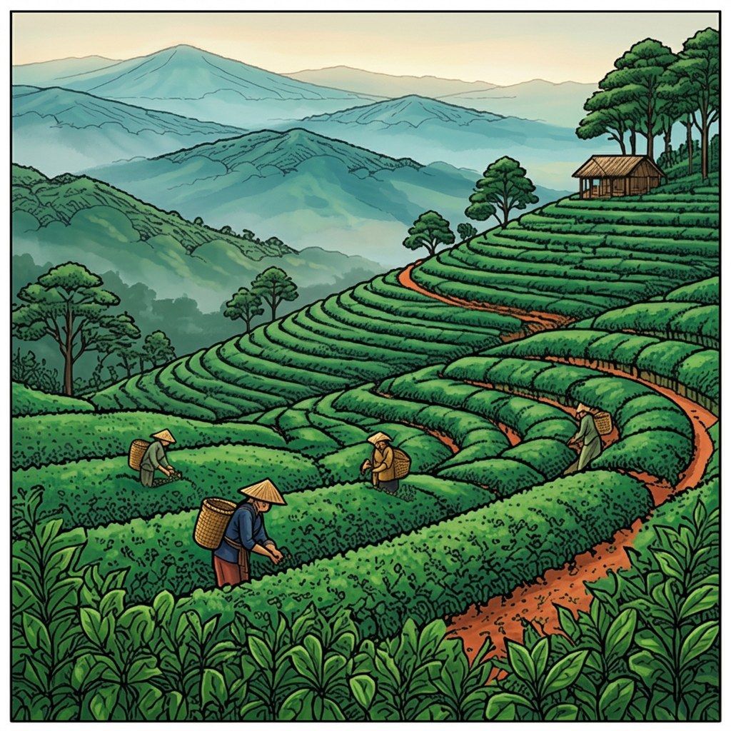 Full-colour reference for Terraced Tea Plantation