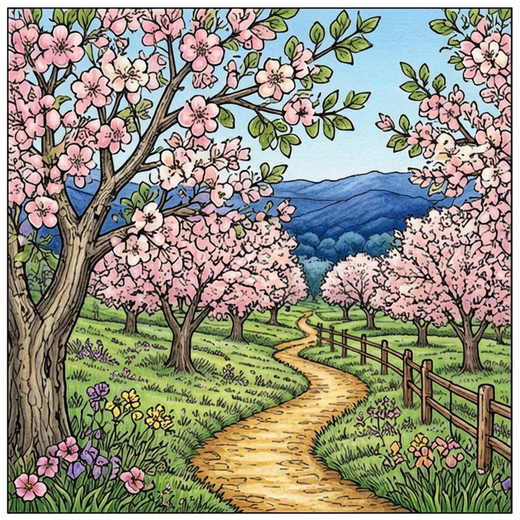 Full-colour reference for Spring Orchard
