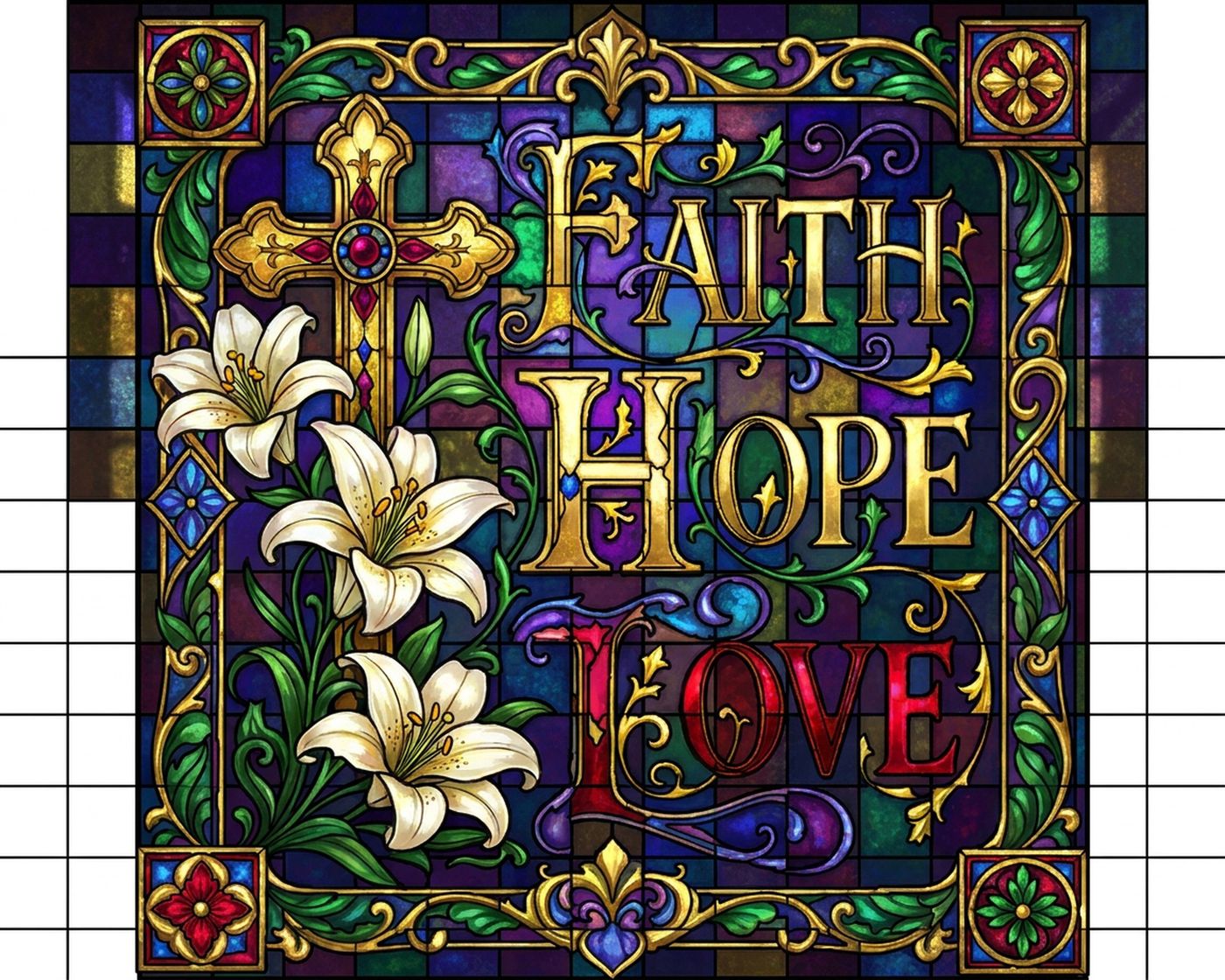 Full-colour reference for Faith, Hope, Love