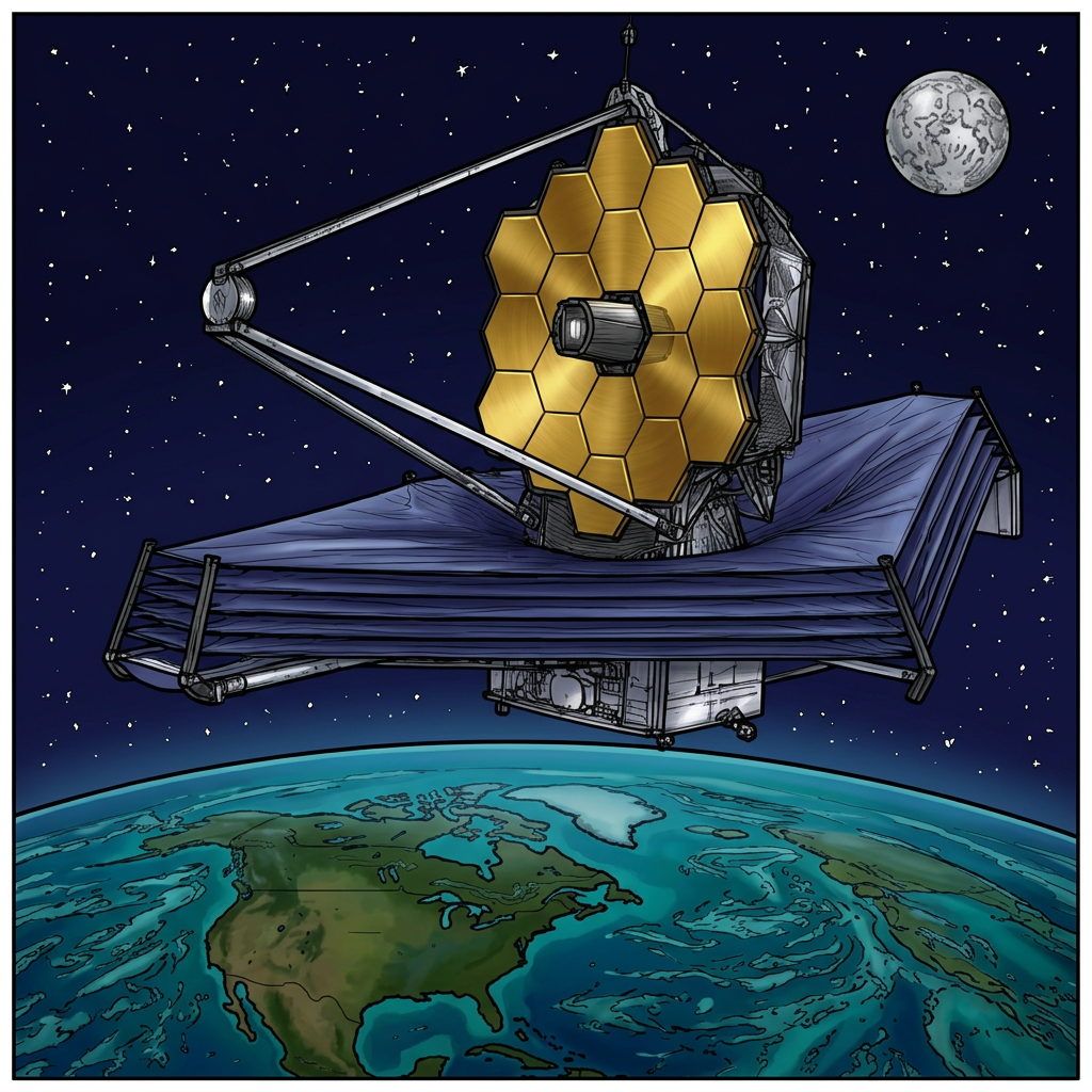 Full-colour reference for Space Telescope above Earth