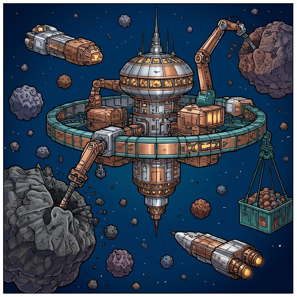 Full-colour reference for Asteroid Mining Station