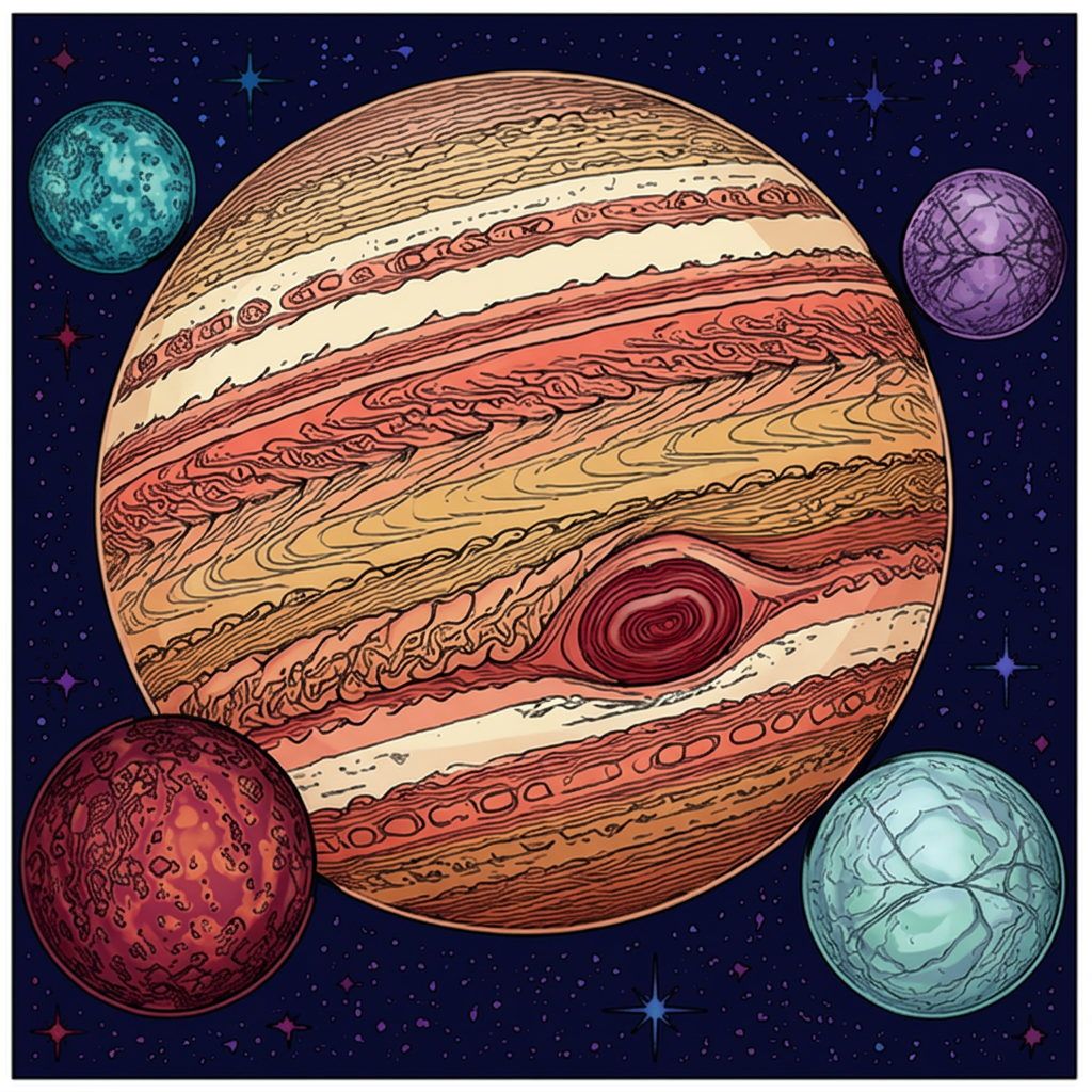Full-colour reference for Jupiter and the Galilean Moons