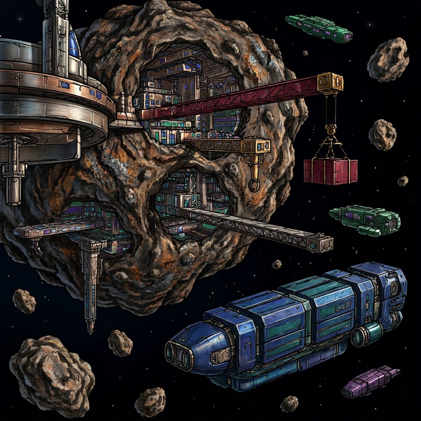 Full-colour reference for Asteroid Mining Colony