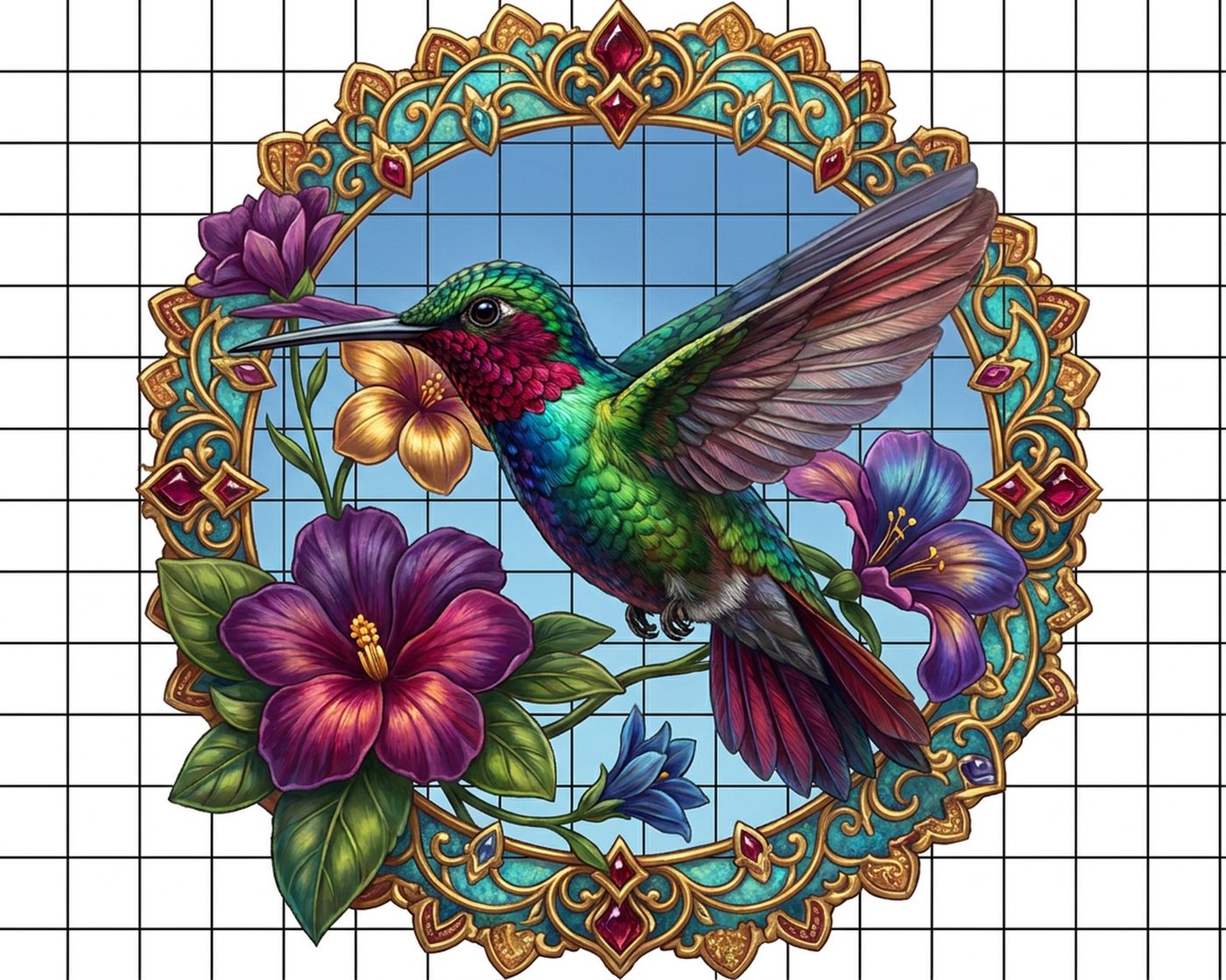 Full-colour reference for Hummingbird Mandala