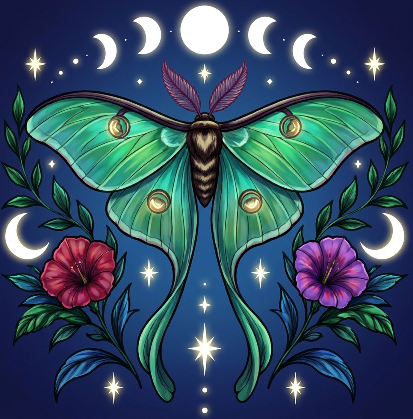 Full-colour reference for Moonlit Luna Moth
