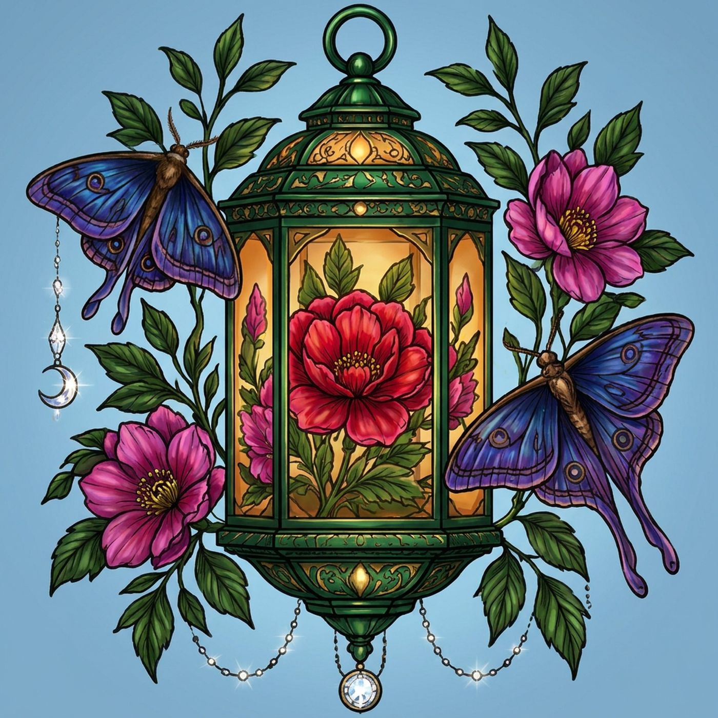 Full-colour reference for Garden Lantern Moths