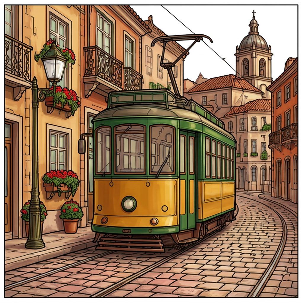 Full-colour reference for Cobblestone City Tram