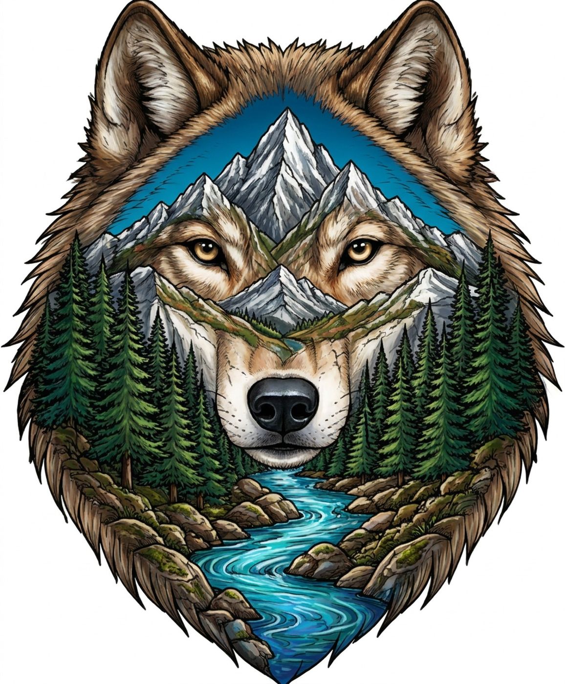 Full-colour reference for Wolf Mountain River