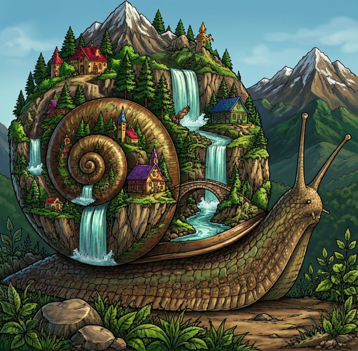 Full-colour reference for Snail Shell Village