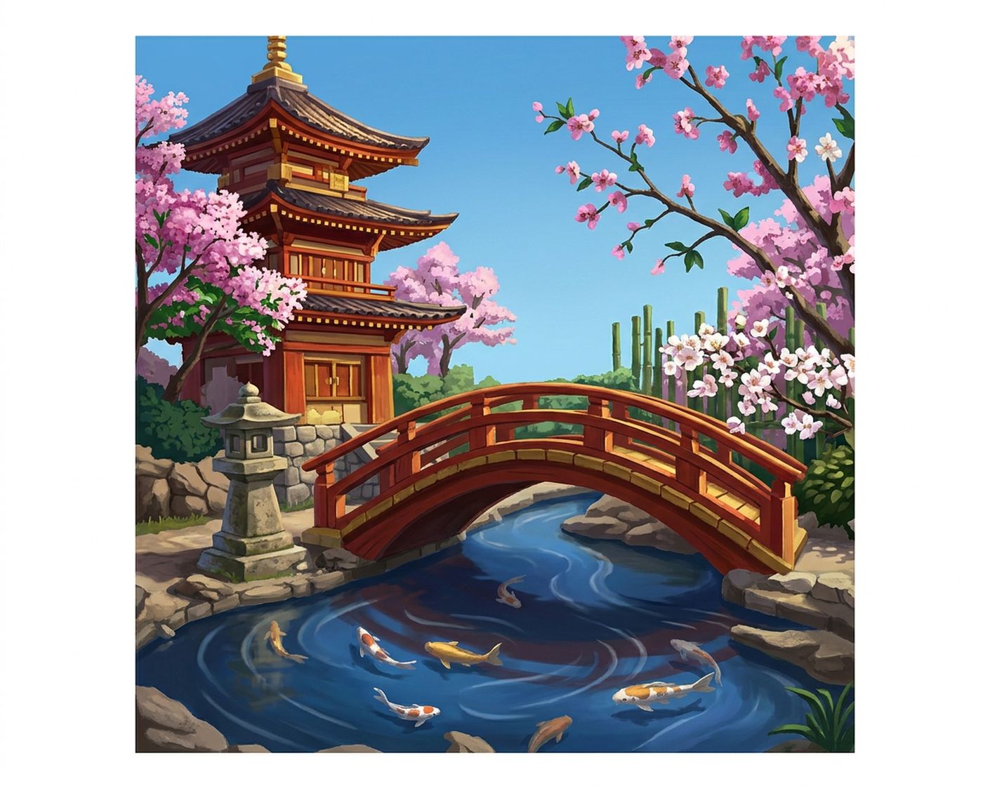 Full-colour reference for Japanese Cherry-Blossom Garden