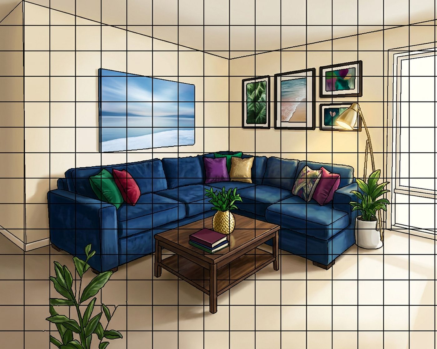 Full-colour reference for Modern Family Living Room