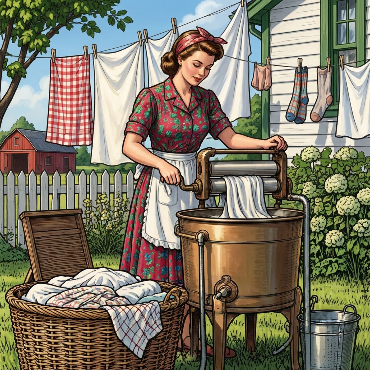 Full-colour reference for Laundry Day, 1945
