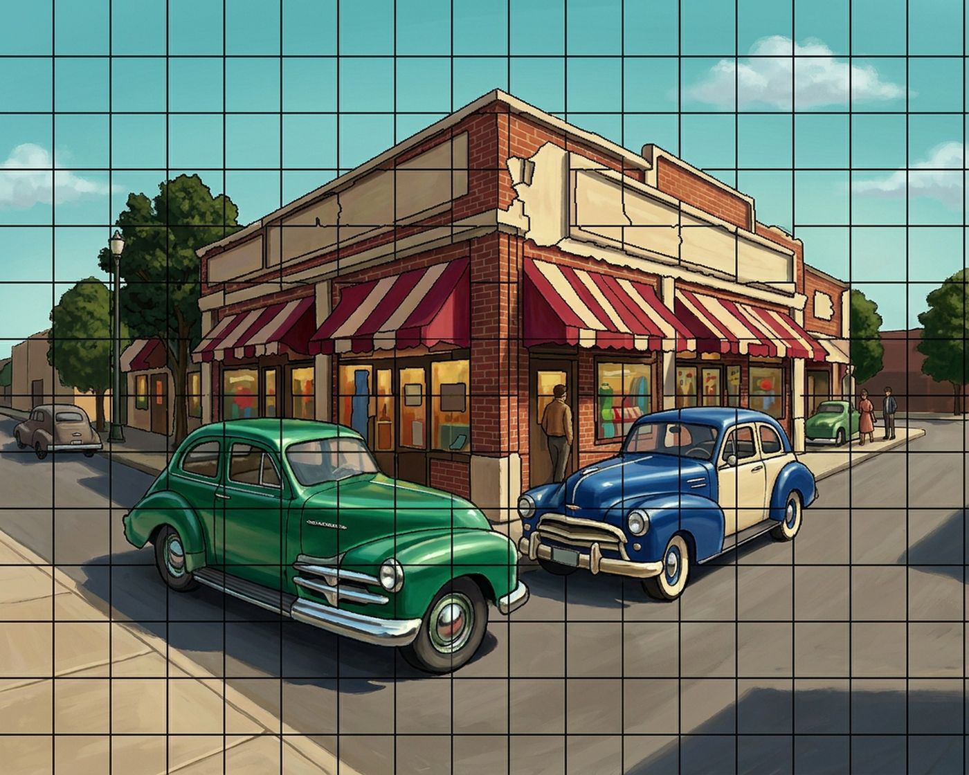 Full-colour reference for 1950s Main Street
