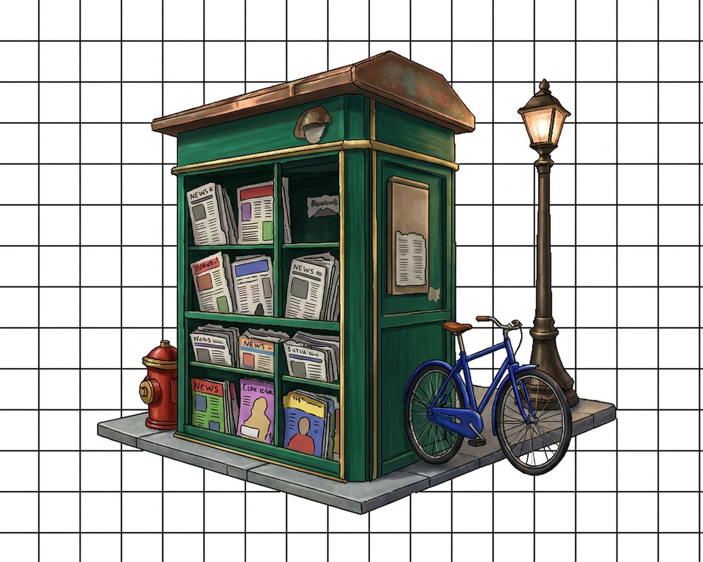 Full-colour reference for Corner Newspaper Stand