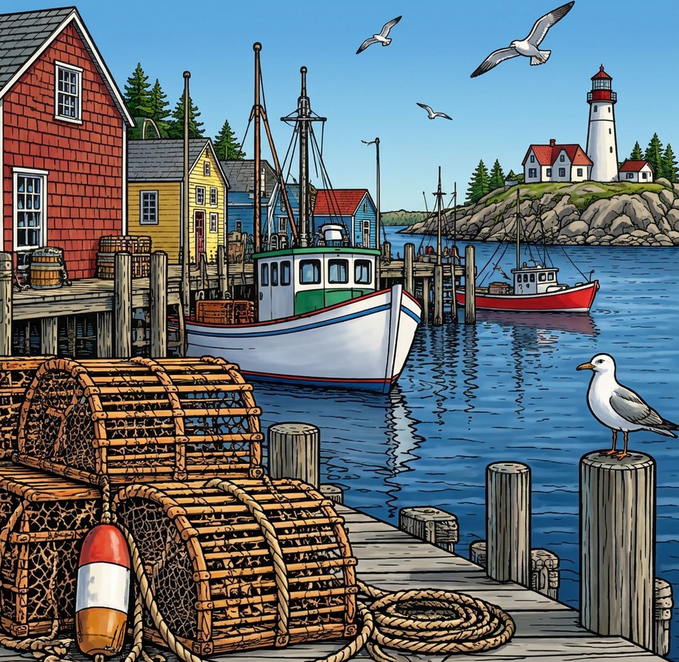 Full-colour reference for Harbor Fishing Village
