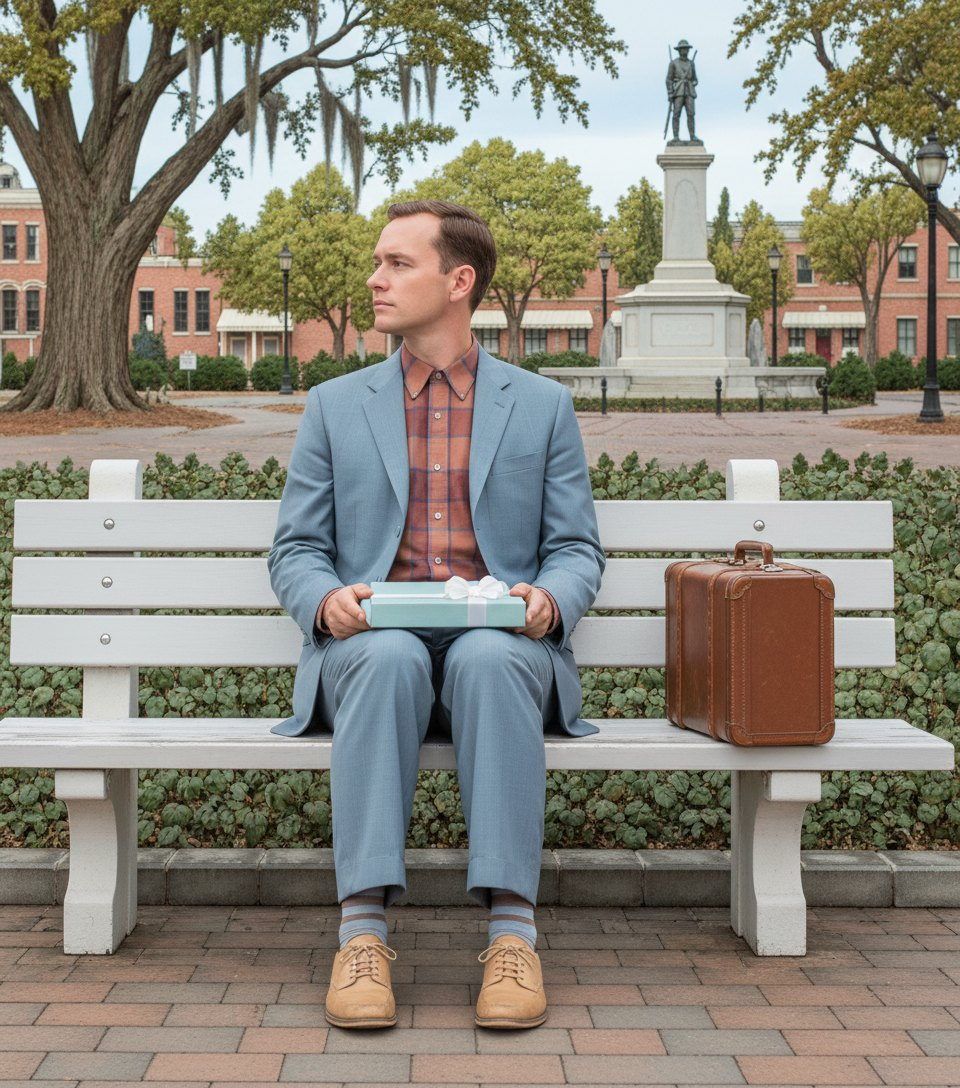 Full-colour reference for Forrest on the Park Bench