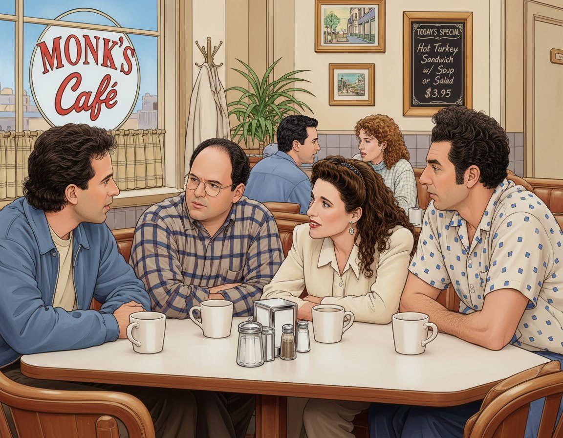 Full-colour reference for Seinfeld at Monk’s Café