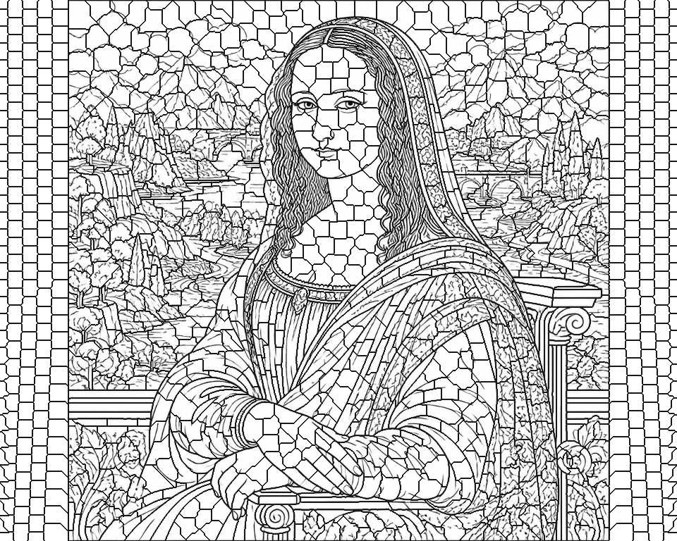 The Enigmatic Smile (after da Vinci) line art, ready to print
