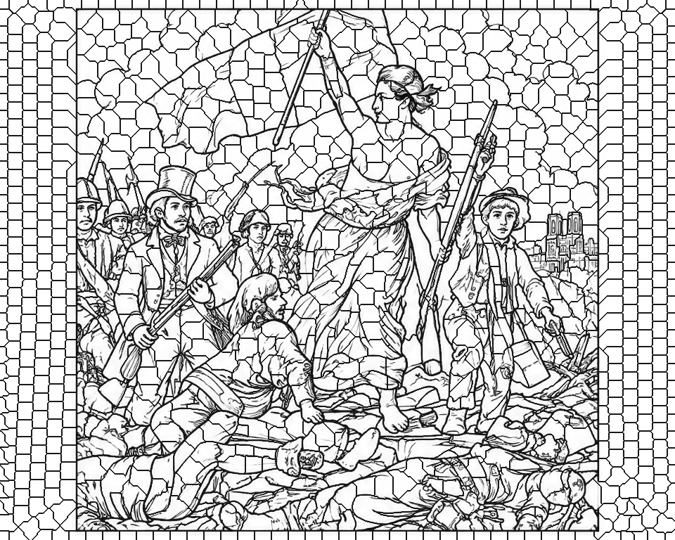 Liberty Leading the People (after Delacroix) line art, ready to print