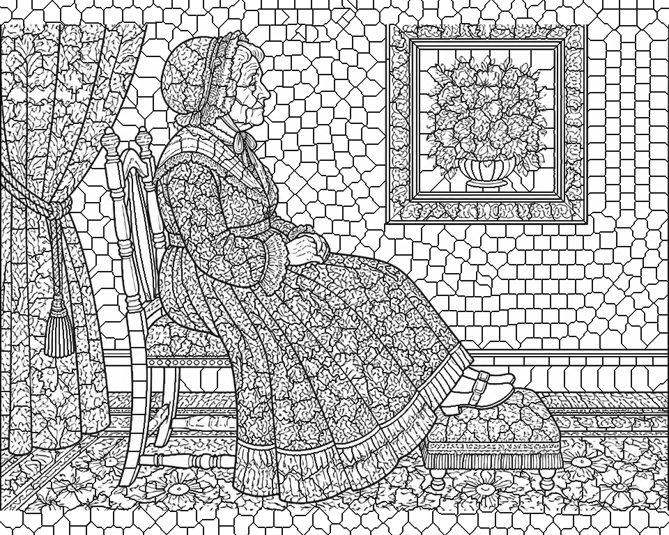 Portrait of the Artist's Mother (after Whistler) line art, ready to print