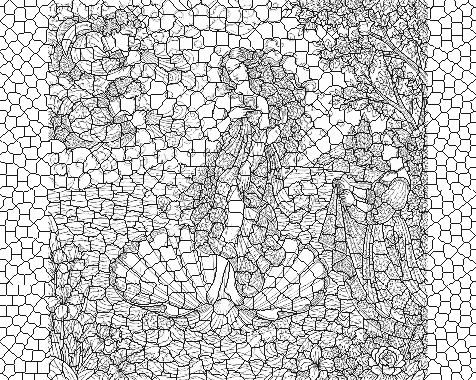 Goddess on the Shell (after Botticelli) line art, ready to print